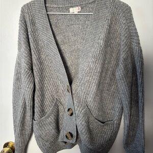 SO Women's Gray Cardigan Bohemian Cottage Core Style Sweater